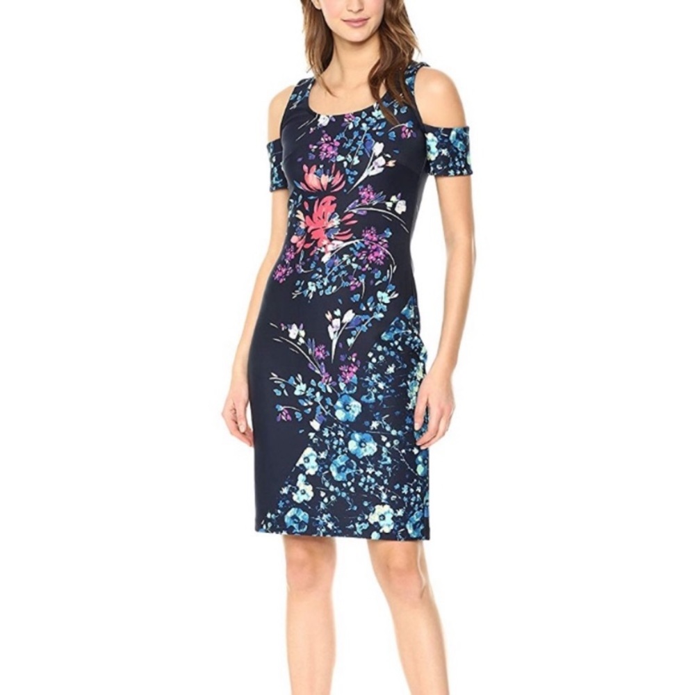 NWOT RACHEL Rachel Roy floral cold shoulder sheath